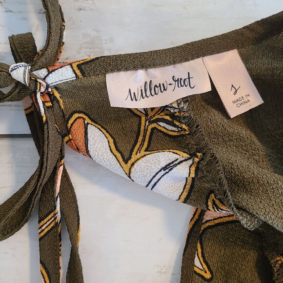 Buckle Willow & Root Blouse Open Back Long Sleeve Peplum Boho Ruffled L Brown - Picture 4 of 9